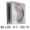 Glastür Muschelgriff, Edelstahl matt, 80 x 80 mm Glasstärke 10 mm, Höhe 7 mm - 80 x 80 mm