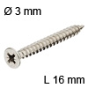 Spanplattenschraube Edelstahl, Ø 3 mm - L 16 mm Senkkopf Kreuzschl. Hospa - Edelst., 3 x 16 mm