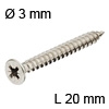 Spanplattenschraube Edelstahl, Ø 3 mm - L 20 mm Senkkopf Kreuzschl. Hospa - Edelst., 3 x 20 mm