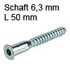 Senkkopf mit Innensechskant, Schaft Ø 6,3 x L 50 mm Schraube Confirmat SW4 verz. 6.3 x 50 mm