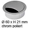 Kabeldurchlass ø 60mm - chrom poliert Kabelauslass 60 mm chrom poliert