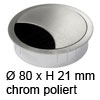 Kabeldurchlass ø 80mm - chrome poliert Kabelauslass 80 mm chrom poliert