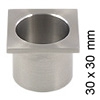 Edelstahl-Kabeldurchlass offen, 30x30 mm Kabelddurchl. Edelst. Q, Ø30/B 25/H 27 mm