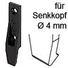 Plattenteil Keku EH mit Rastnase, zum Schrauben mit Senkkopf Ø 4 mm Plattenteil Keku EH schwarz + Rastnase Schraub 4 mm