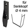 Plattenteil Keku EH ohne Rastnase, zum Schrauben mit Senkkopf Ø 4 mm Plattenteil Keku EH schwarz o. Rastnase Schraub 4 mm