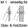 Kit 1 für Stossgriffe Ø 30 mm Bausatz Glas/Holz 1-seitig Befestigungskit Glas/Holz 1-seitig, Ø 30