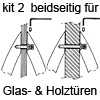 Kit 2 für Stossgriffe Ø 20 mm Bausatz Glas/Holz beidseitig Befestigungskit Glas/Holz 2-seitig, Ø 20
