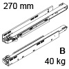750.2701B Legrabox Korpusschiene mit Blumotion 40 kg LBX Schienen + Dämpfung - 40 kg / NL 270 mm