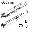 753.5001B Legrabox Korpusschiene mit Blumotion 70 kg LBX Schienen + Dämpfung - 70 kg / NL 500 mm