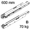 753.6001B Legrabox Korpusschiene mit Blumotion 70 kg LBX Schienen + Dämpfung - 70 kg / NL 600 mm