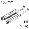 766H4500M MOVENTO Vollauszug, Tip-On Blumotion Movento Schienen TipOn Blum., 60 kg / NL 450 mm