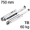 766H7500M MOVENTO Vollauszug, Tip-On Blumotion Movento Schienen TipOn Blum., 60 kg / NL 750 mm