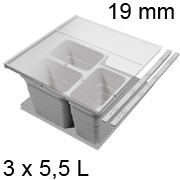 Abfallbehälter Set, KB 500 / NL 400 / H 220 mm 19er Seiten Muelleimer Set 500 / 400 - 19er - 3 x 5,5 L