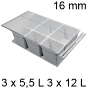 Abfallbehälter Set, KB 900 / NL 500 / H 220 mm 16er Seiten Trennsystem 900 / 500 - 16er - 3 x 5,5 + 3 x 12 L