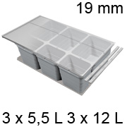 Abfallbehälter Set, KB 900 / NL 500 / H 220 mm 19er Seiten Trennsystem 900 / 500 - 19er - 3 x 5,5 + 3 x 12 L