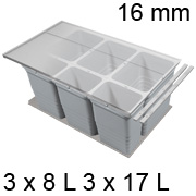 Abfallbehälter Set, KB 900 / NL 500 / H 310 mm 16er Seiten Trennsystem 900 / 500 - 16er - 3 x 8 + 3 x 17 L