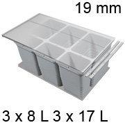 Abfallbehälter Set, KB 900 / NL 500 / H 310 mm 19er Seiten Trennsystem 900 / 500 - 19er - 3 x 8 + 3 x 17 L