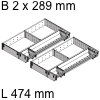 ORGA-LINE Kombi-Set, KB 800 mm - L 474 mm Orga Set Fach 2 x B 289 / L 474 mm