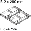 ORGA-LINE Kombi-Set, KB 800 mm - L 524 mm Orga Set Fach 2 x B 289 / L 524 mm
