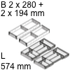 Besteckeinsatz, KB 1200 mm - L 574 mm Orga Set Besteck B 1115-1124 / L 574 mm