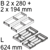 Besteckeinsatz, KB 1200 mm - L 624 mm Orga Set Besteck B 1115-1124 / L 624 mm