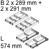 Kombi-Set, KB 1200 mm - L 574 mm Orga Set Fach 2 x B 289 / L 574 + 2 x B 291 / L 574 mm