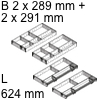 Kombi-Set, KB 1200 mm - L 624 mm Orga Set Fach 2 x B 289 / L 624 + 2 x B 291 / L 624 mm
