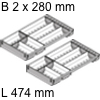 ORGA-LINE Besteckeinsatz, KB 800 mm - L 474 mm Orga Set Besteck 2 x B 280 / L 474 mm
