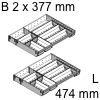 ORGA-LINE Besteckeinsatz, KB 1000 mm - L 474 mm Orga Set Besteck 2 x B 377 / L 474 mm
