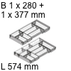 Besteckeinsatz, KB 900 mm - L 574 mm Orga Set Besteck 1 x B 280 / L 574 + 1 x B 377 / L 574 mm