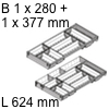 Besteckeinsatz, KB 900 mm - L 624 mm Orga Set Besteck 1 x B 280 / L 624 + 1 x B 377 / L 624 mm