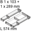 Universal Set, KB 600 mm - L 574 mm Orga Set Fach 1 x B 103 / L 574 + 1 x B 289 / L 574 mm