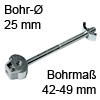 Plattenverbinder ab 14 mm Stärke, 42-49 mm Spannverb. Mini - M6x80 / Bohr-Ø 25 mm