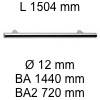 Griff i-200 Länge 1504 mm L 1504 / BA 1440 / BA2 720 / Ø 12 mm