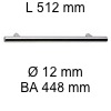 Griff i-200 Länge 512 mm L 512 / BA 448 / Ø 12 mm