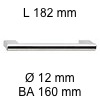 Relinggriff i-333 mit Sockel - Länge 182 mm L 182 / H 34 / BA 160 / Ø 12 mm