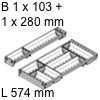 ORGA-LINE Besteckeinsatz, KB 600 mm - L 574 mm Orga Set Besteck 1 x B 103 / L 574 + 1 x B 280 / L 574 mm