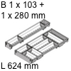 ORGA-LINE Besteckeinsatz, KB 600 mm - L 624 mm Orga Set Besteck 1 x B 103 / L 624 + 1 x B 280 / L 624 mm