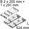 Kombi-Set, KB 1000 mm - L 624 mm Orga Set Fach 2 x B 200 / L 624 + 1 x B 291 / L 624 mm
