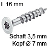 Senkkopfschraube verzinkt Ø 3,5 mm L 16 mm Spax Seko IS15 verz. 7 / 3.5 x 16 mm