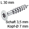 Senkkopfschraube verzinkt Ø 3,5 mm L 30 mm Spax Seko IS15 verz. 7 / 3.5 x 30 mm