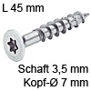 Senkkopfschraube verzinkt Ø 3,5 mm L 45 mm Spax Seko IS15 verz. 7 / 3.5 x 45 mm