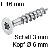 Senkkopfschraube verzinkt Ø 3 mm L 16 mm Spax Seko IS10 verz. 6 / 3 x 16 mm