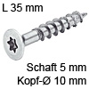 Senkkopfschraube verzinkt Ø 5 mm L 35 mm Spax Seko IS20 verz. 10 / 5 x 35 mm