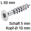 Senkkopfschraube verzinkt Ø 5 mm L 60 mm Spax Seko IS20 verz. 10 / 5 x 60 mm