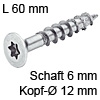 Senkkopfschraube verzinkt Ø 6 mm L 60 mm Spax Seko IS30 verz. 12 / 6 x 60 mm