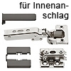 Spezialscharnier für breite Holztüren, Innenanschlag Topfscharn. + MPL/Kappen - innen 93°, TB bis 900 mm