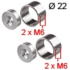 Stangenhalter, 8-tlg. Ø 22 mm - Hülse Ø 30 x 20 mm Rohrhalt.Set Alu / Edelstahl 30x20 + 22x10 mm 2xM6