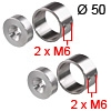 Stangenhalter, 8-tlg. Ø 50 mm - Hülse Ø 55 x 20 mm Rohrhalt.Set Alu / Edelstahl 55x20 + 50x10 mm 2xM6