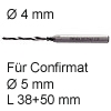 Stufenbohrer für Confirmatschrauben 38+50 HS Bohrer 4 / 5 / 8,3 mm L 38+50